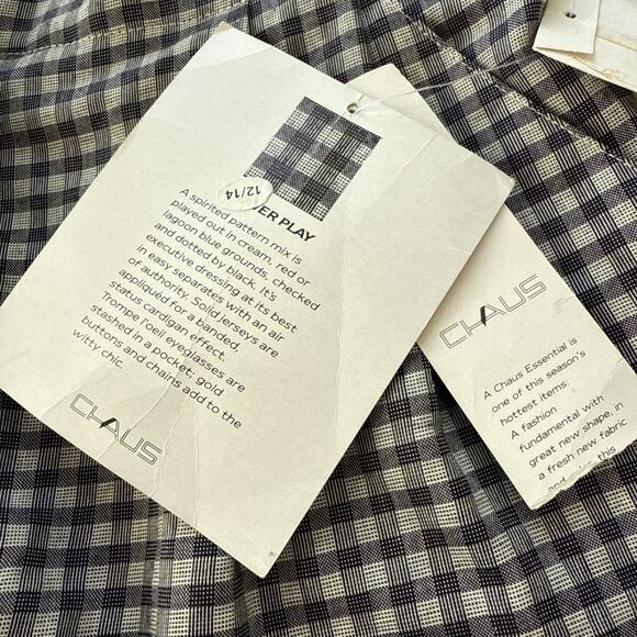 Vintage NWT Chaus Pleated High Waist Tapered Pants Gray Gingham 80s Size 12 - Picture 10 of 16